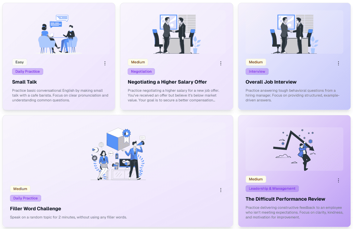 TrackPoint AI Simulation Platform - Choose your practice scenario